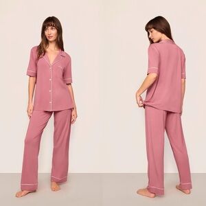 Eberjey / Gisele TENCEL™ Modal Short Sleeve & Pant PJ Set in Berry Blush Ivory